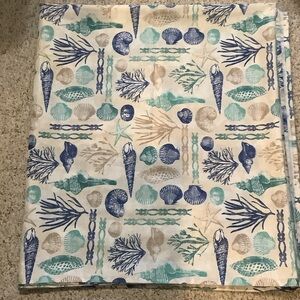 Coastal Shell Print Tablecloth - Blue, Teal & Sand